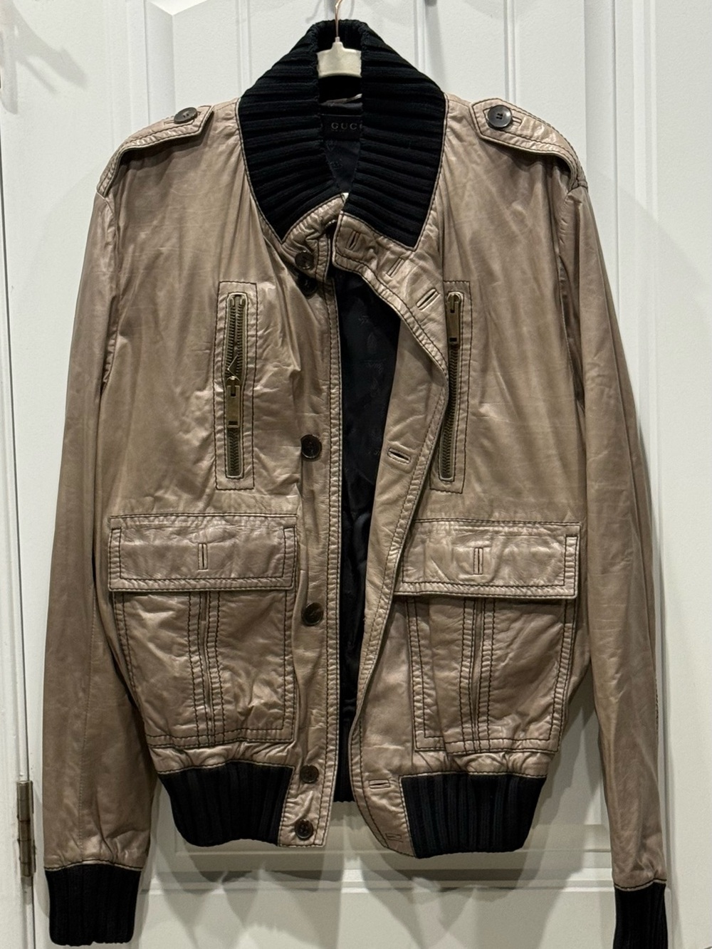 Gucci Madonna Leather Bomber Jacket Frida Giannini IT 56 Resort 2006
